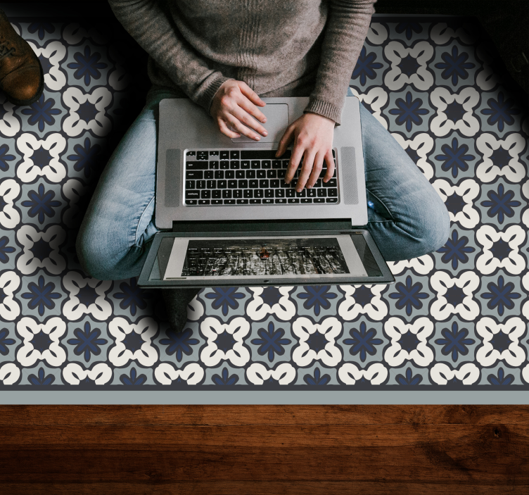 Covor de vinil mozaic aranjament clasic gri - TenStickers