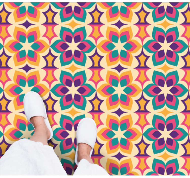 Covor de vinil mozaic aranjament floral plin de viață - TenStickers