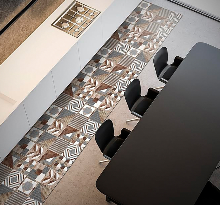 Covor de vinil mozaic cementină maro - TenStickers