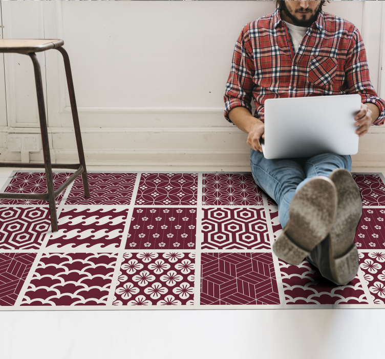 Covor de vinil mozaic gresie cu modele - TenStickers