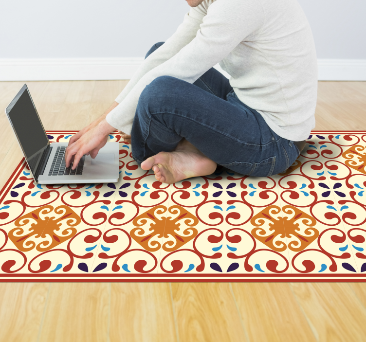 Covor de vinil mozaic motiv botanic elaborat - TenStickers