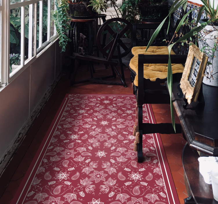 Covor de vinil mozaic tapiserie florală ornamentată - TenStickers