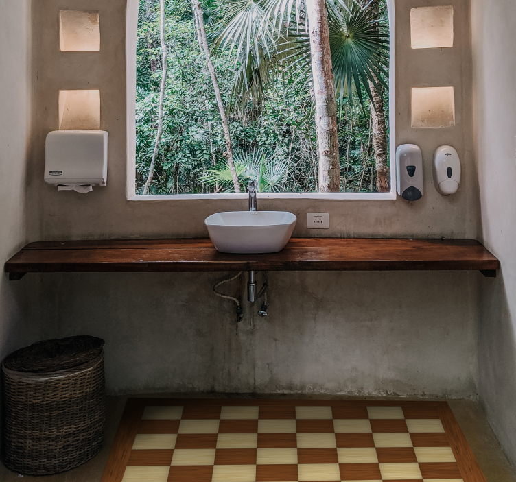 Covor de vinil pentru baie baie din șah - TenStickers