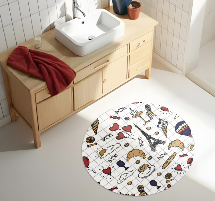 Covor de vinil pentru baie design minimalist parizian - TenStickers