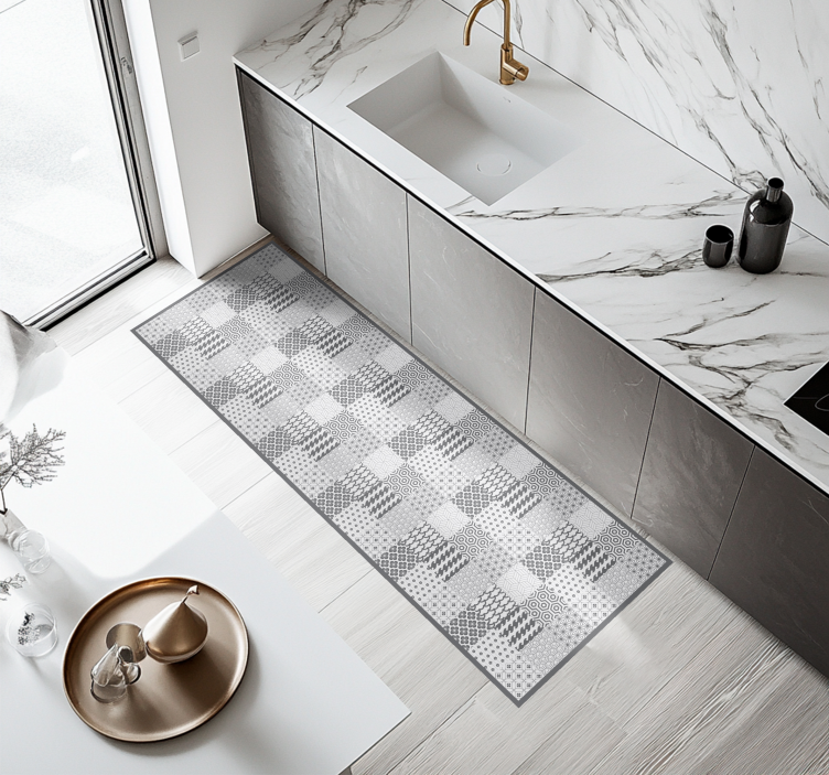Covor de vinil pentru bucătărie efect geometric de faianță - TenStickers