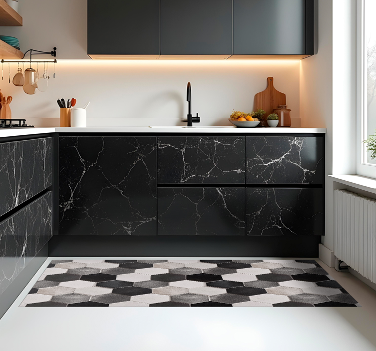 Covor de vinil pentru bucătărie hexagoane gri - TenStickers