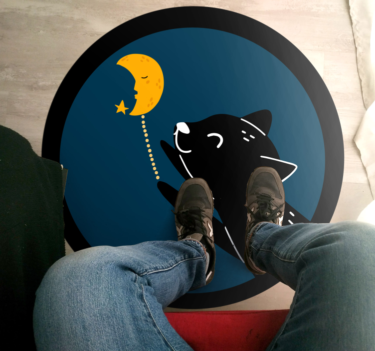 Covor de vinil pentru copii pisica luminata de luna - TenStickers
