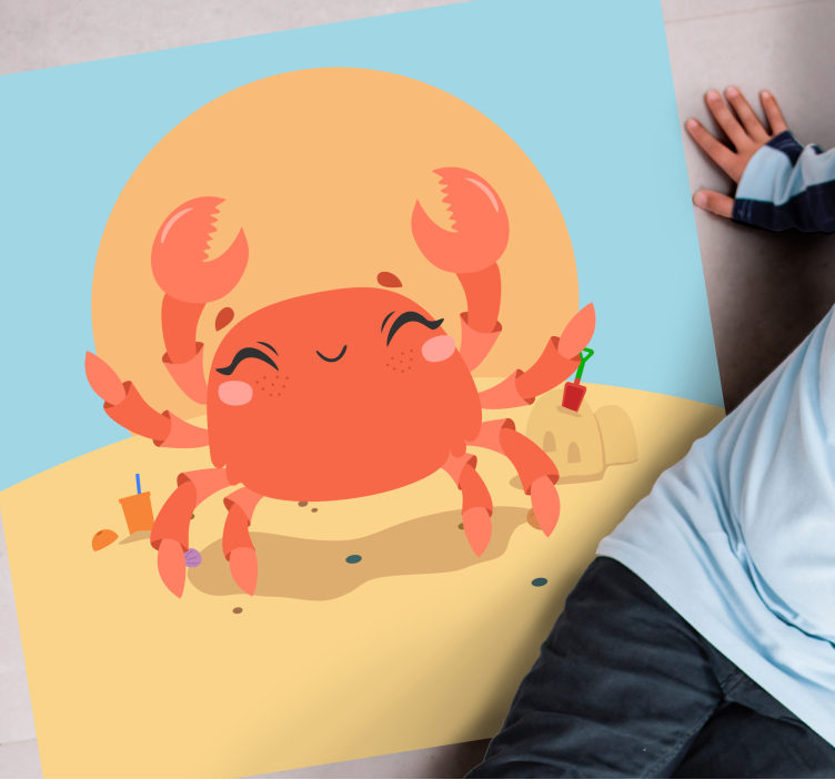 Covor de vinil pentru copii crab vesel de desene animate - TenStickers
