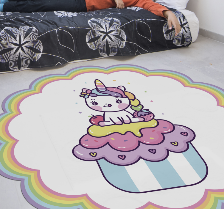 Covor de vinil pentru copii unicorn într-o cupcake - TenStickers