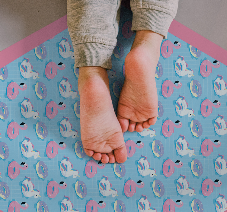 Covor de vinil pentru copii hexagon unicorn jucăuș - TenStickers