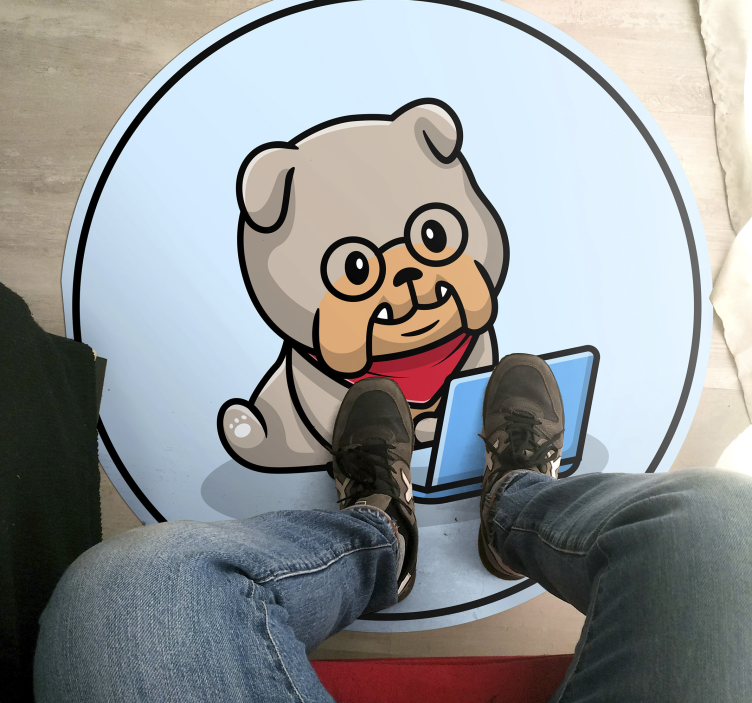 Covor vinil animal cățeluș cu calculator - TenStickers