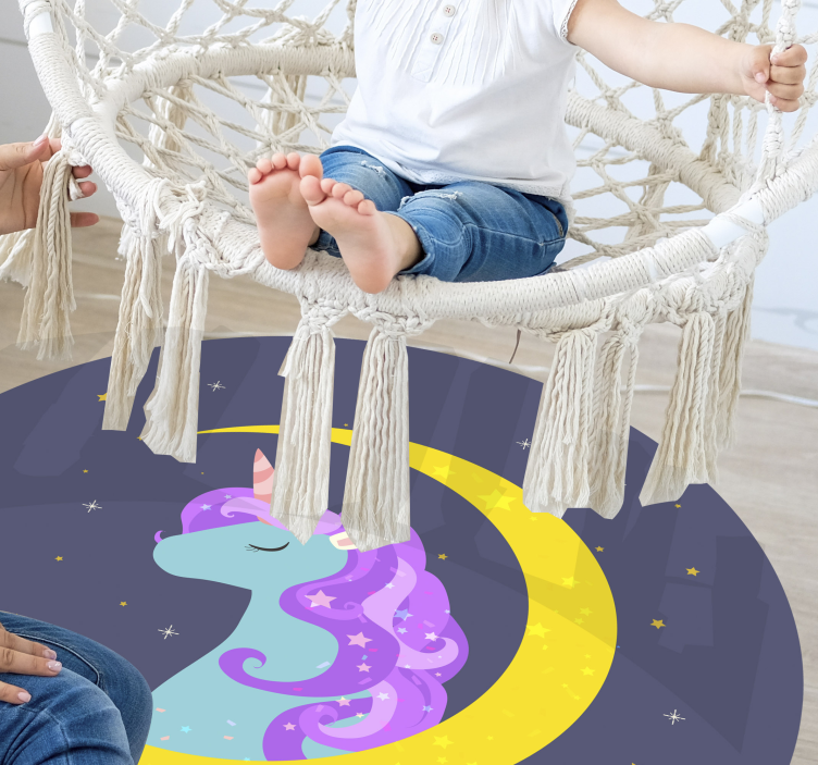 Covor de vinil pentru copii imagini cu semilună unicorn - TenStickers
