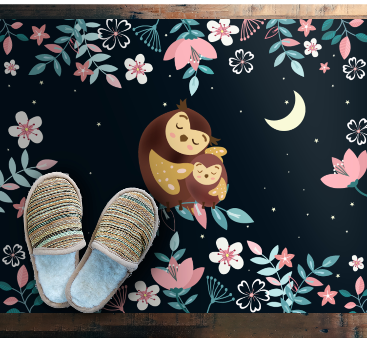 Covor vinil animal iubire de mamă bufniță - TenStickers