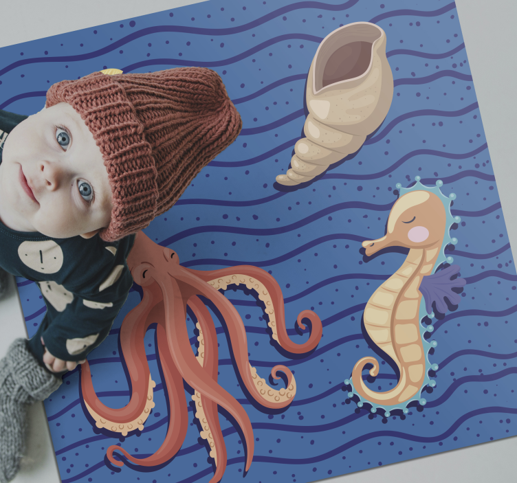 Covor de vinil pentru copii joacă cu animalele oceanice - TenStickers