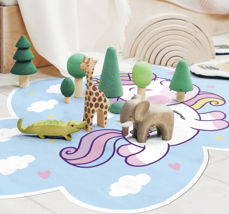Covor de vinil pentru copii jocul cu norul unicorn - TenStickers