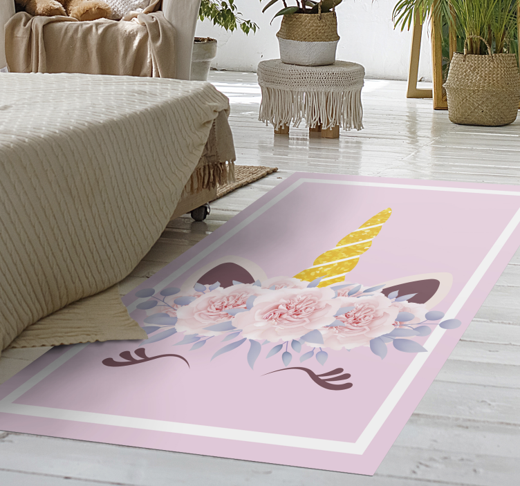 Covor de vinil pentru copii magie florală unicorn - TenStickers