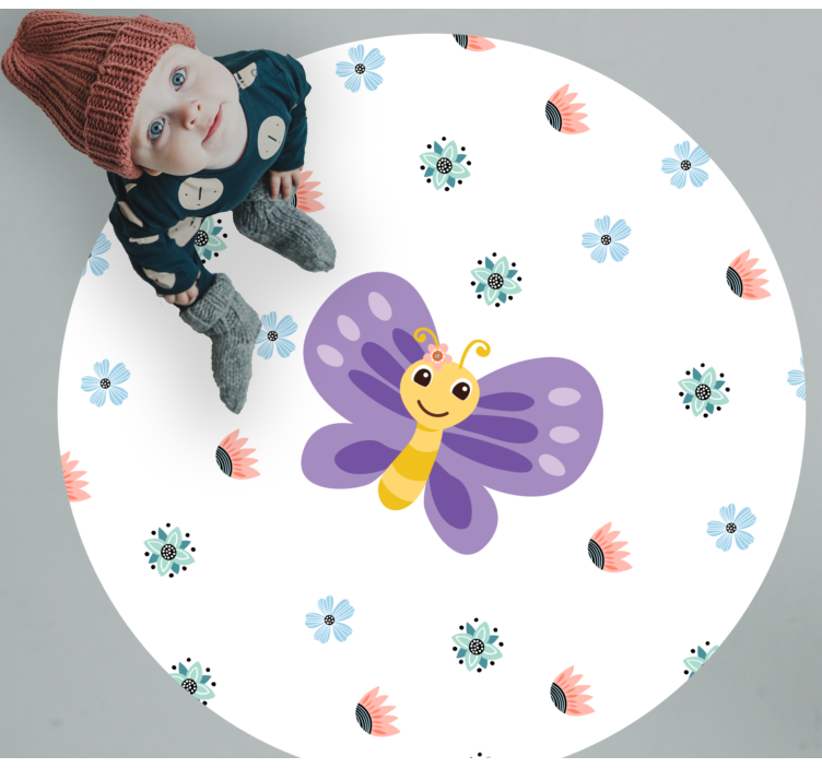 Covor de vinil pentru copii design fluture violet - TenStickers