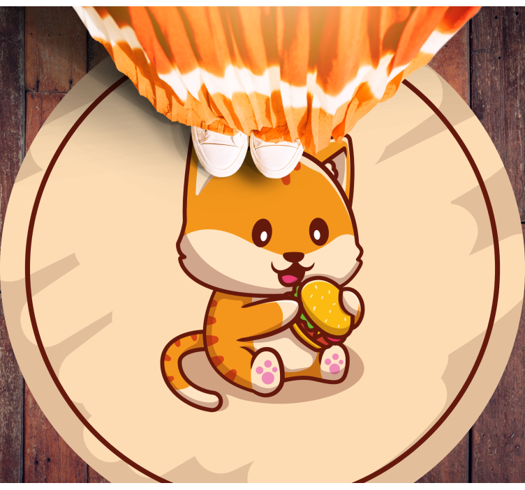 Covor de vinil pentru copii pisică mică cu sandviș - TenStickers