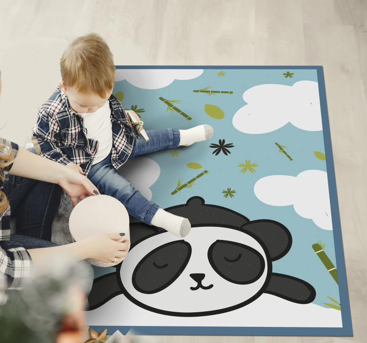 Covor de vinil pentru copii peisaj de vis panda - TenStickers