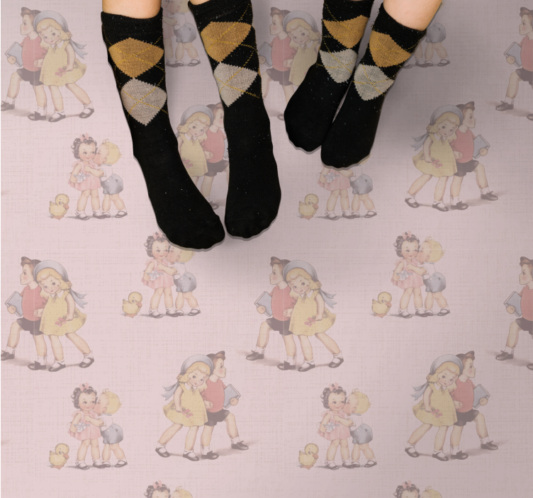 Covor de vinil pentru copii prieteni jucăuși retro - TenStickers