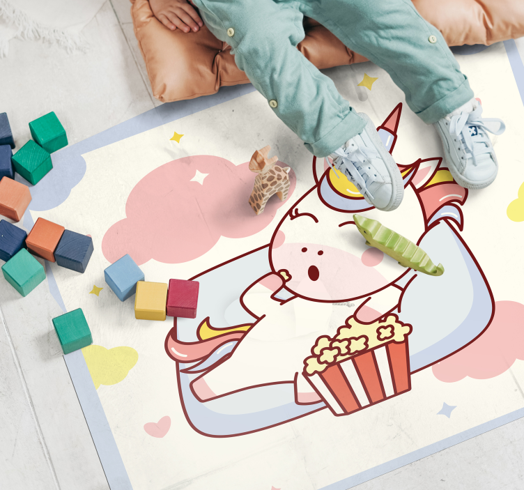 Covor de vinil pentru copii relaxare cinema unicorn - TenStickers