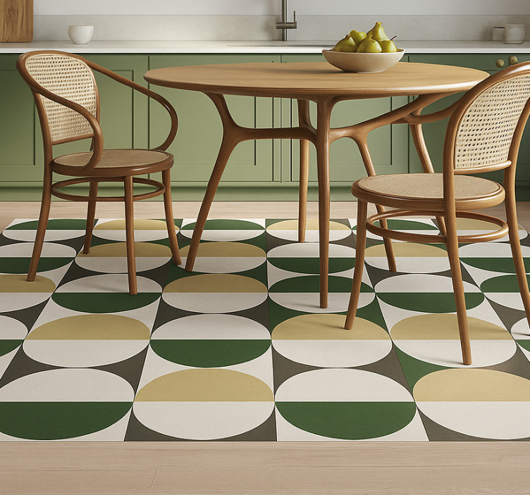 Covor de vinil pentru sala de mese model circular de la mijlocul  - TenStickers