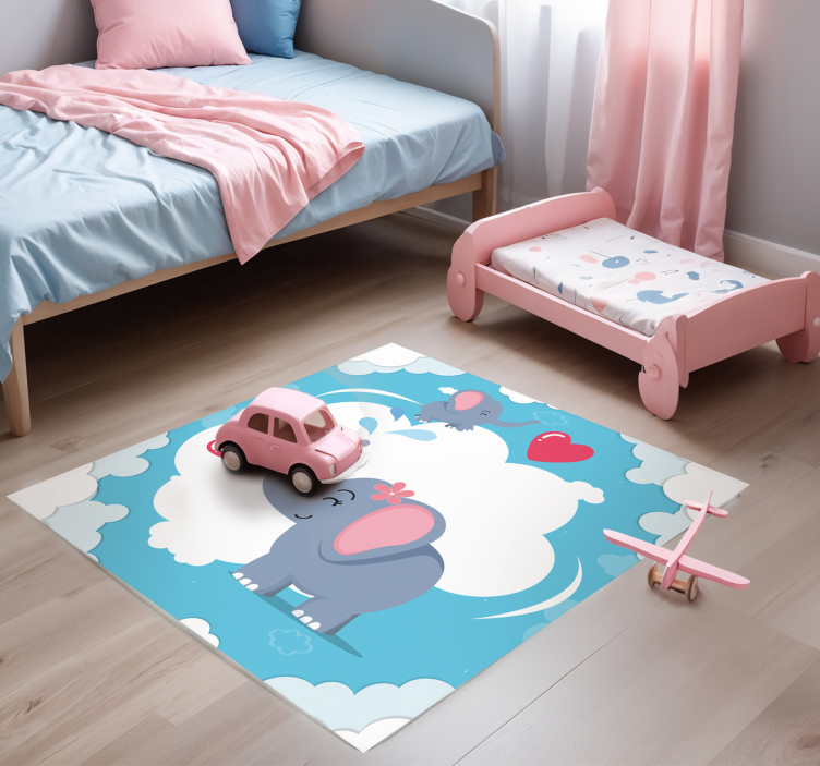 Covor de vinil pepiniere adorable Elephant Cloudscape - TenStickers