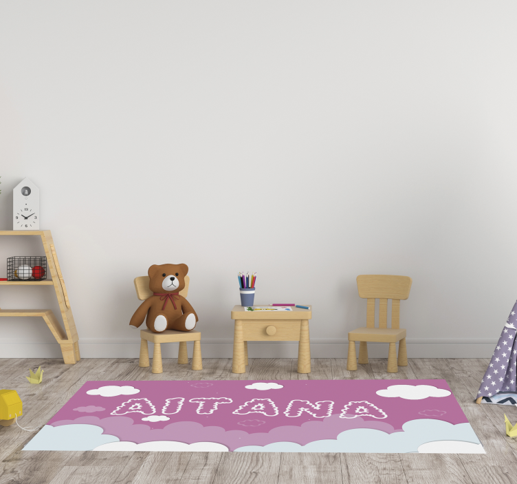Covor de vinil pepiniere custom Cloudy Name Floorpiece - TenStickers