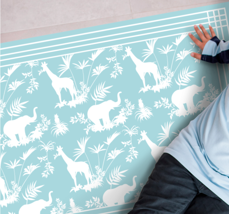 Covor de vinil pepiniere scenă de safari în junglă - TenStickers