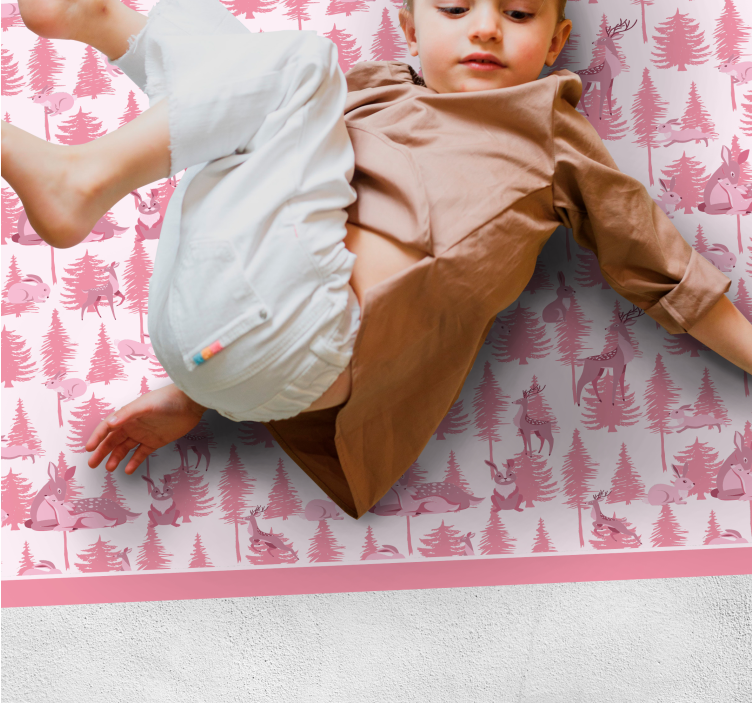 Covor de vinil pepiniere scenă jucăușă din pădure - TenStickers