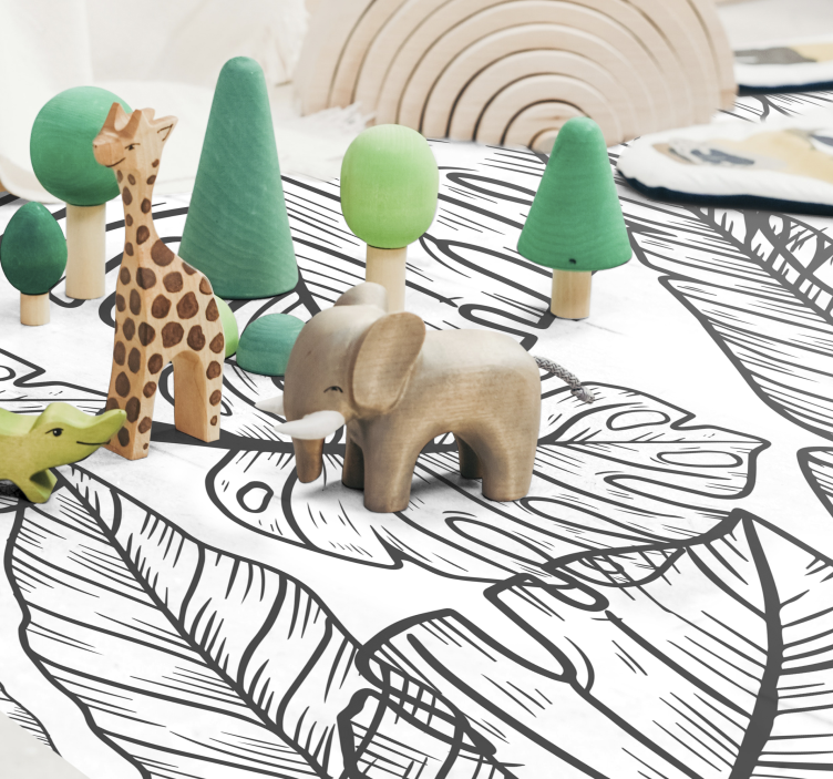 Covor de vinil pepiniere temă junglă cu frunze - TenStickers