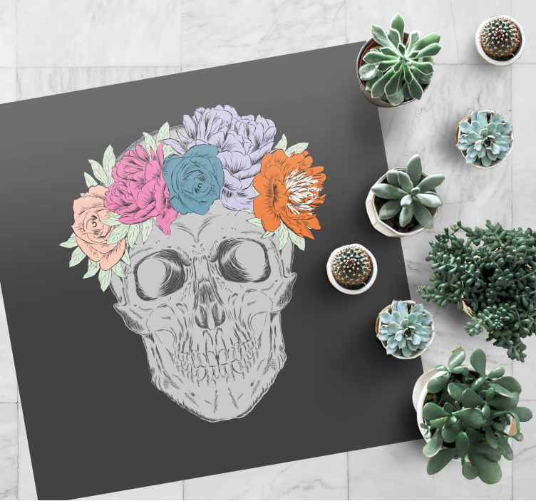 Covor de vinil Adolescenți artă florală cu craniu - TenStickers