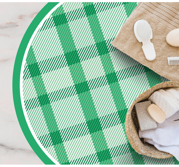 Covoruri vinil rotund model în carouri verzi - TenStickers