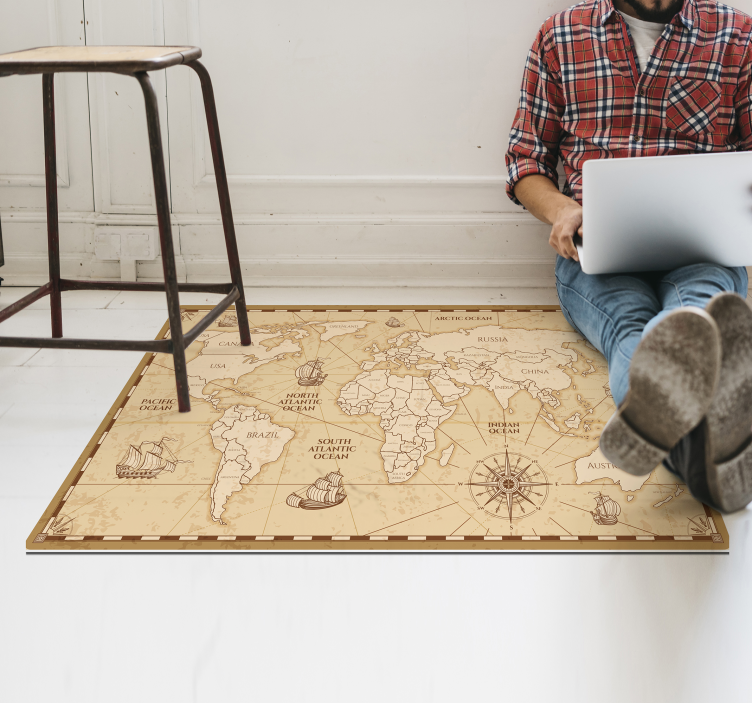 Covor de vinil uimitor de hartă mondială vintage - TenStickers