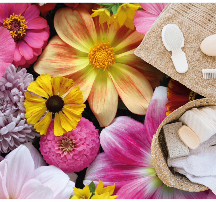 Covor cu flori galbene și roz pentru birou la domiciliu - TenStickers