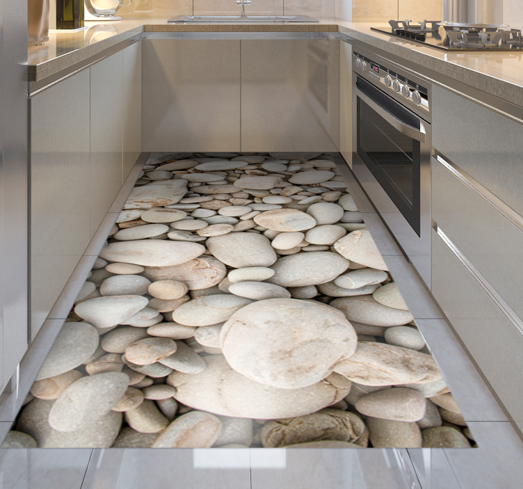 Covor din vinil de bucatarie cu pietre mici albe - TenStickers