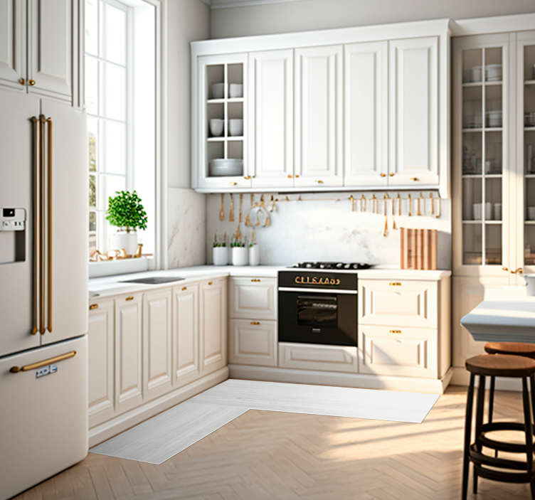 Covor din vinil de bucatarie din lemn alb - TenStickers