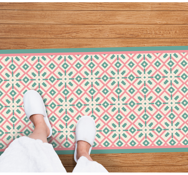 Covor de podea cu model boho roz, albastru și galben - TenStickers