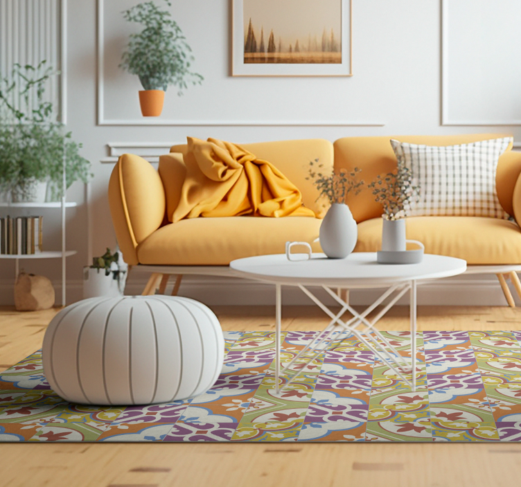 Covor de vinil epocă model de țiglă ornamentată - TenStickers