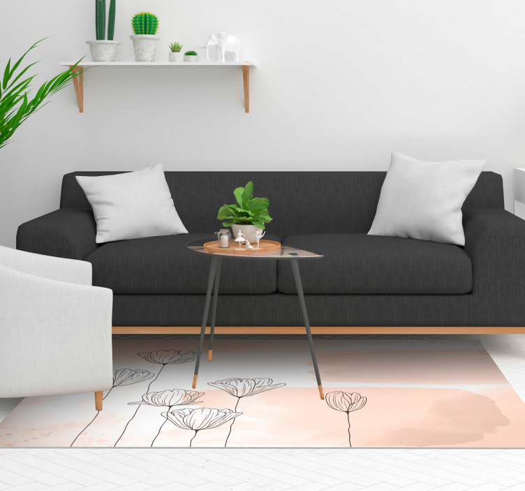 Covor floral vinil linie flori - TenStickers