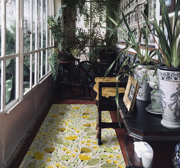 Covor din vinil floral din dantelă galbenă - TenStickers