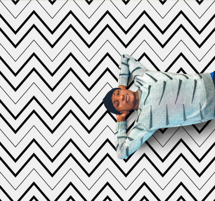 Covor negru alb model zig zag pătrat din vinil - TenStickers