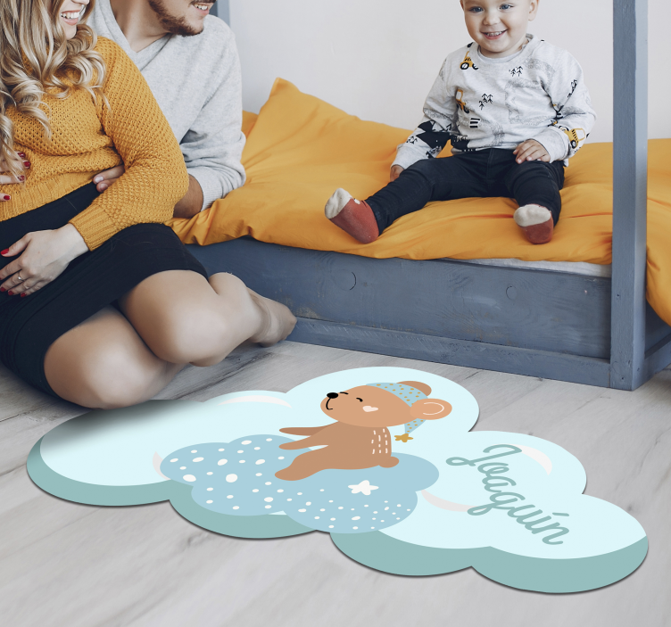 Covor personalizat pentru vinil albastru copii cu urs - TenStickers