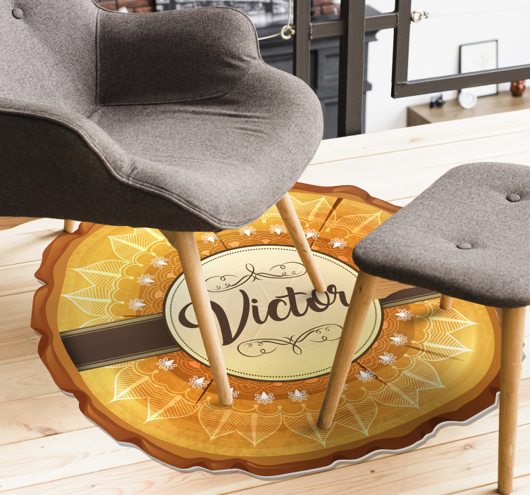 Covor personalizat din vinil mandala din lemn cu nume - TenStickers