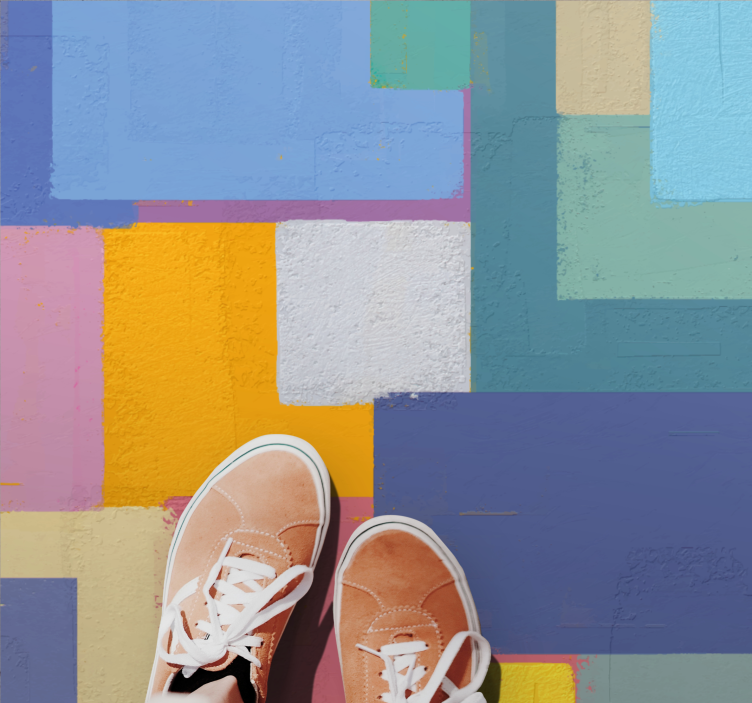 Covor pictură abstractă pătrate colorate vinil - TenStickers