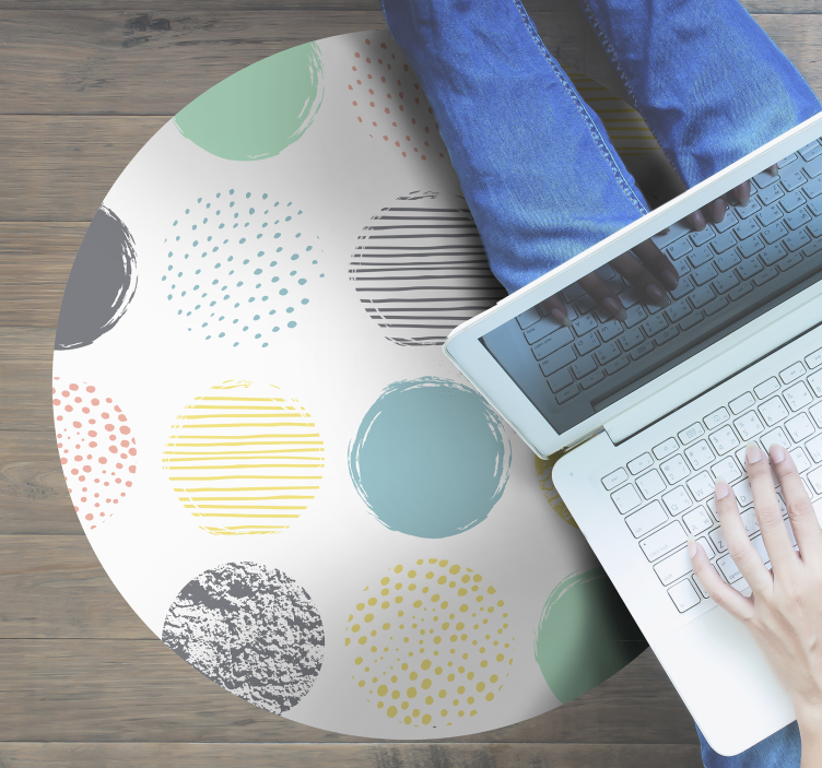 Covoare rotunde de vinil puncte în tonuri pastelate - TenStickers