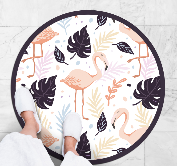 Covor vinil animal cerc floral flamingo - TenStickers