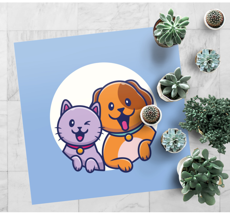Covor vinil animal duo drăguț de animale de companie - TenStickers