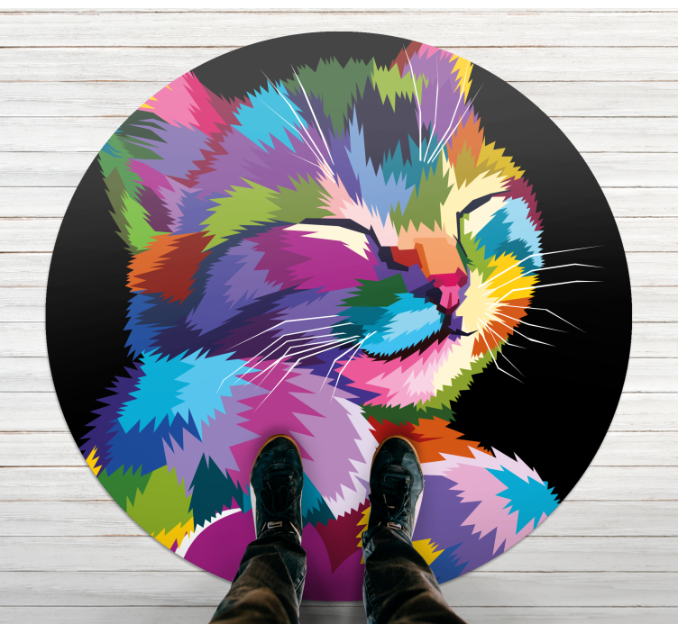 Covor vinil animal ilustrație felină vibrantă - TenStickers