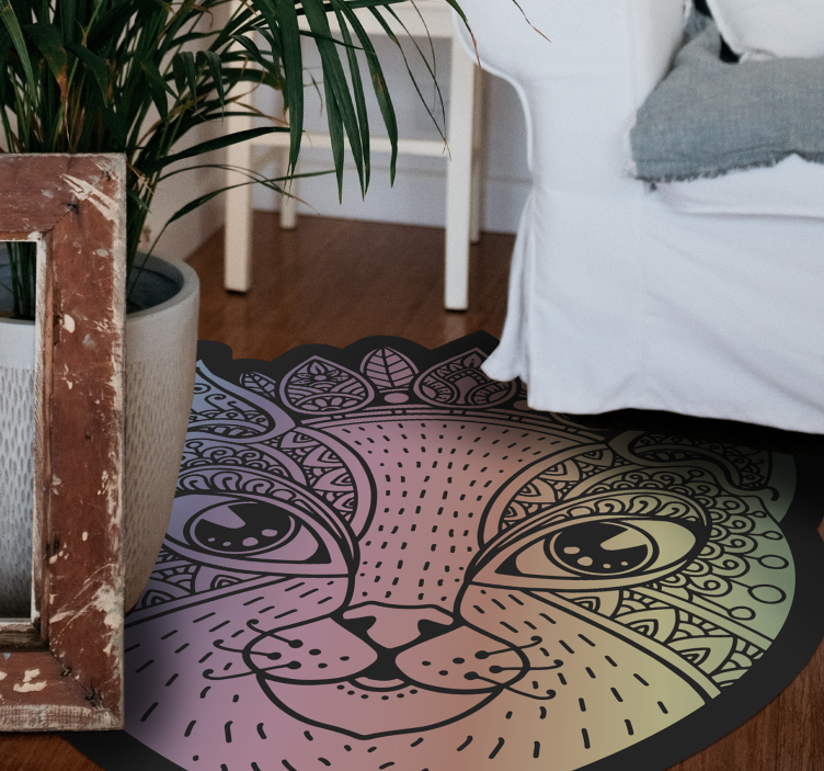 Covor vinil animal ilustrație pisică mandala - TenStickers